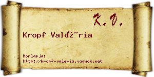 Kropf Valéria névjegykártya